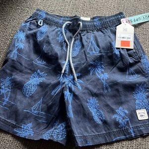 🌴Men’s fun Spicy Tuna blue pineapple and paml trees swim shorts S New